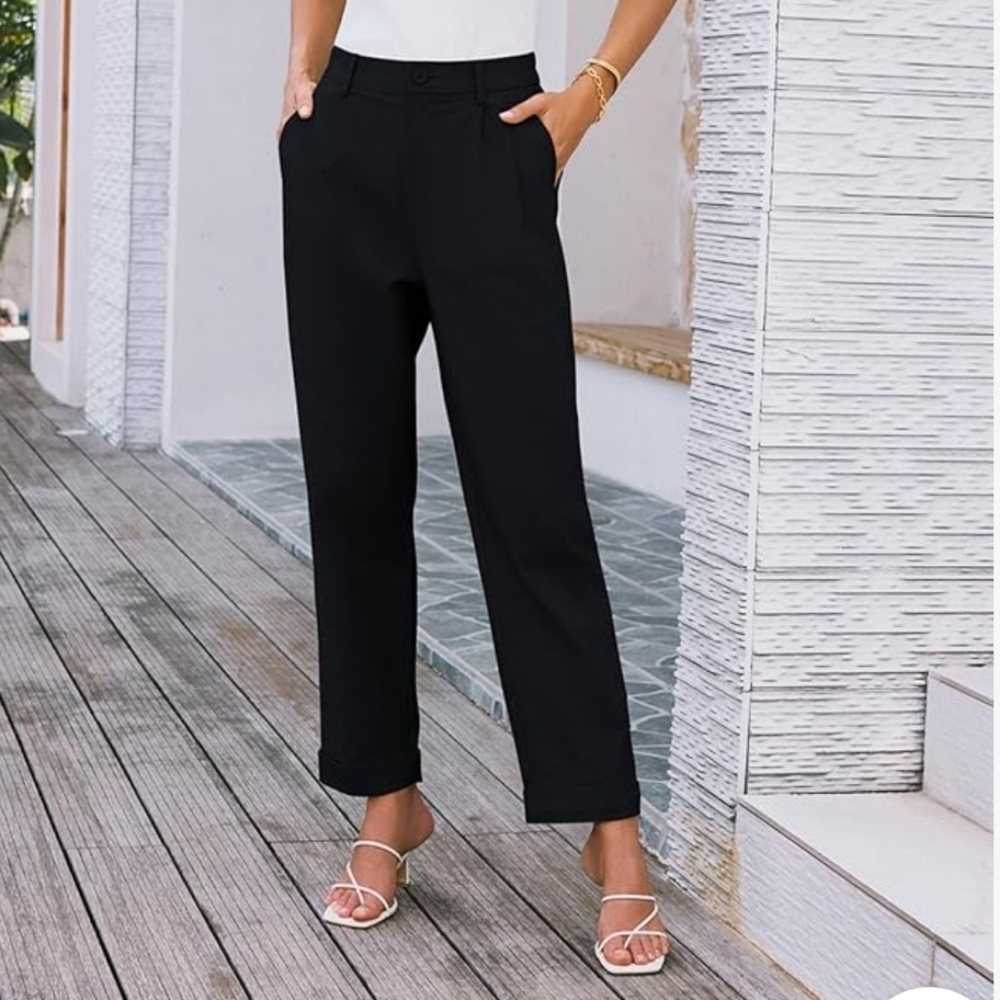Signature By Larry Levine High Waisted Business Formal Dressy Cuffed Pants